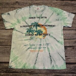 Honor The Gift Tie Dye T-Shirt Green Medium Palm Tree